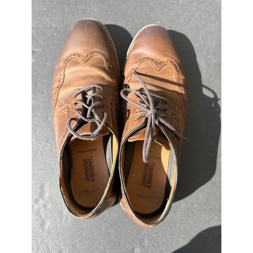 Johnston & Murphy‎ McGuffey Wingtip Oxford Brown Leather Shoes 20-4820 Men's 9M